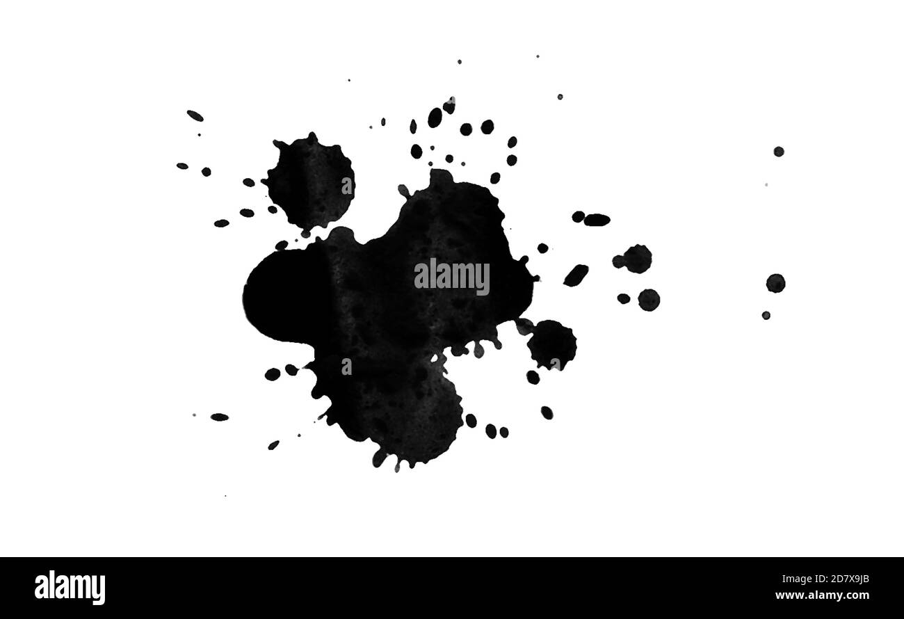 Black paint splatter brush for painting. Beautiful abstract paint splash brush Stock Photo