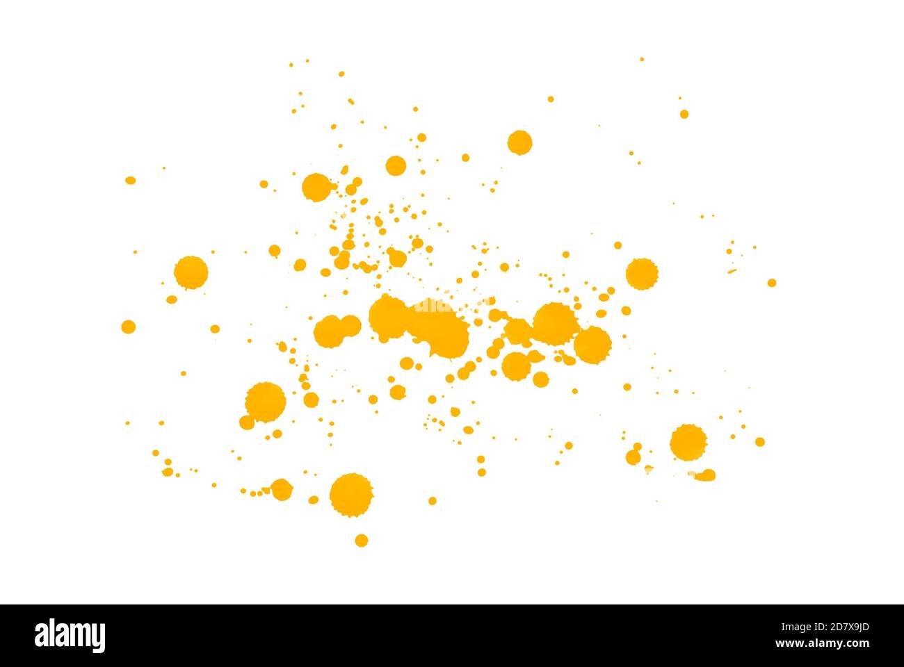 Yellow paint splatter brush for painting. Beautiful abstract paint