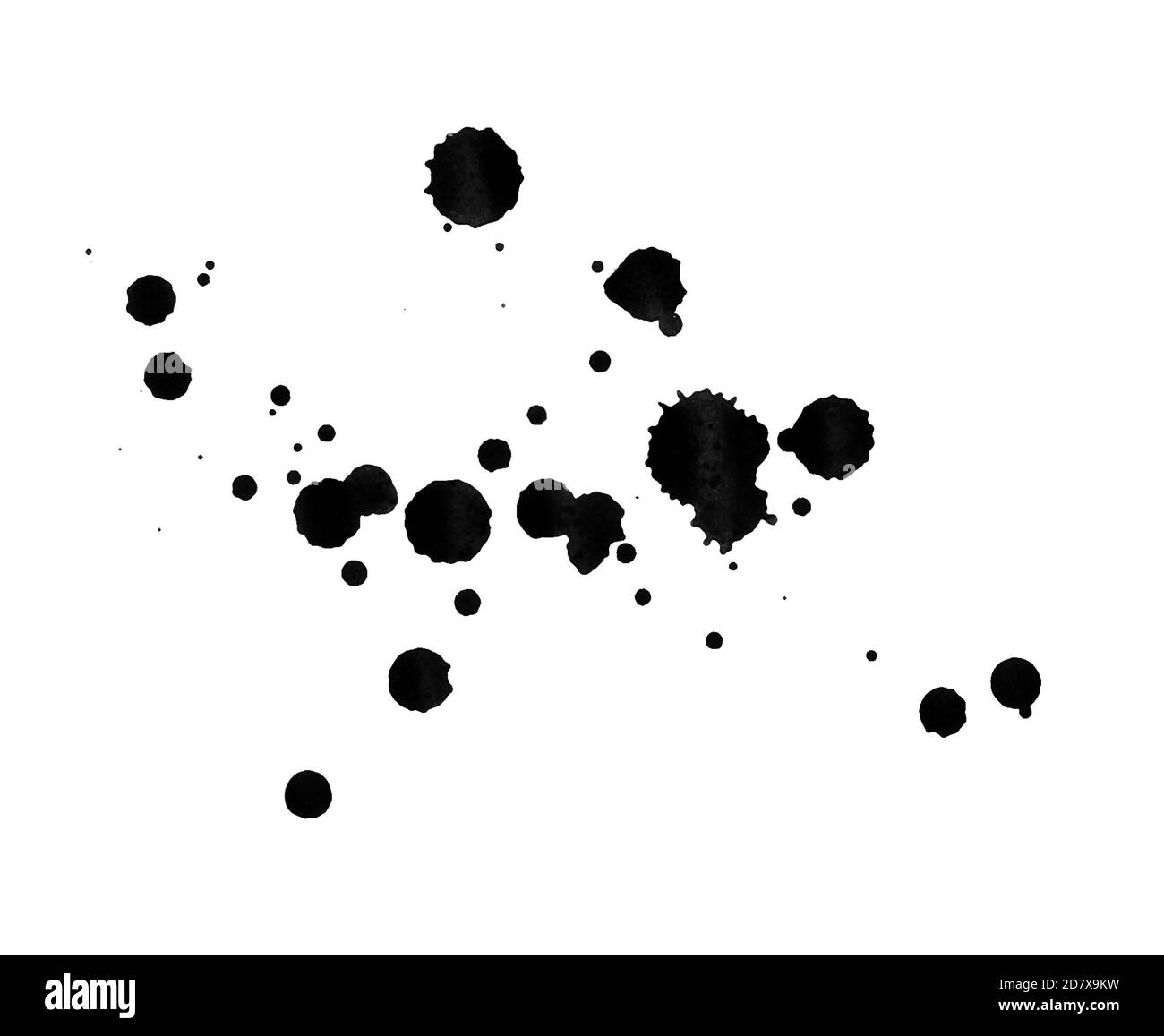 Abstract black ink drops brush isolated on white Stock Photo - Alamy
