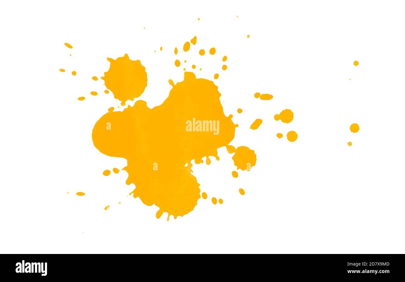 Yellow paint splatter brush for painting Stock Photo