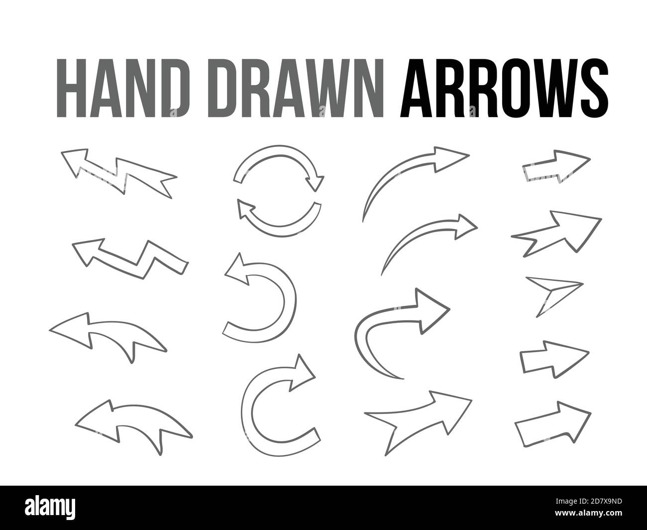 The vector hand drawn arrow design material collection set  on white background Stock Vector