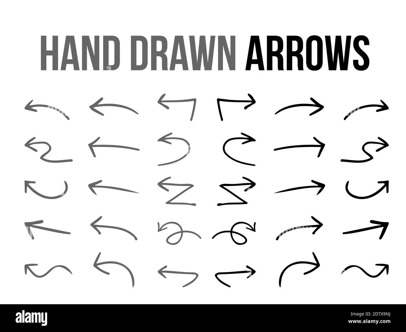 The vector hand drawn arrow icon infographic design material collection set on white background Stock Vector