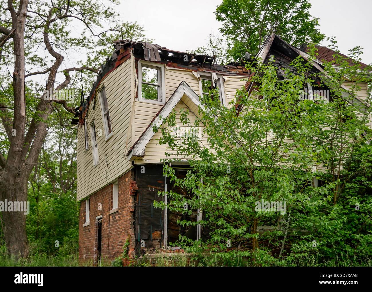 abandoned home in Detroit Stock Photo