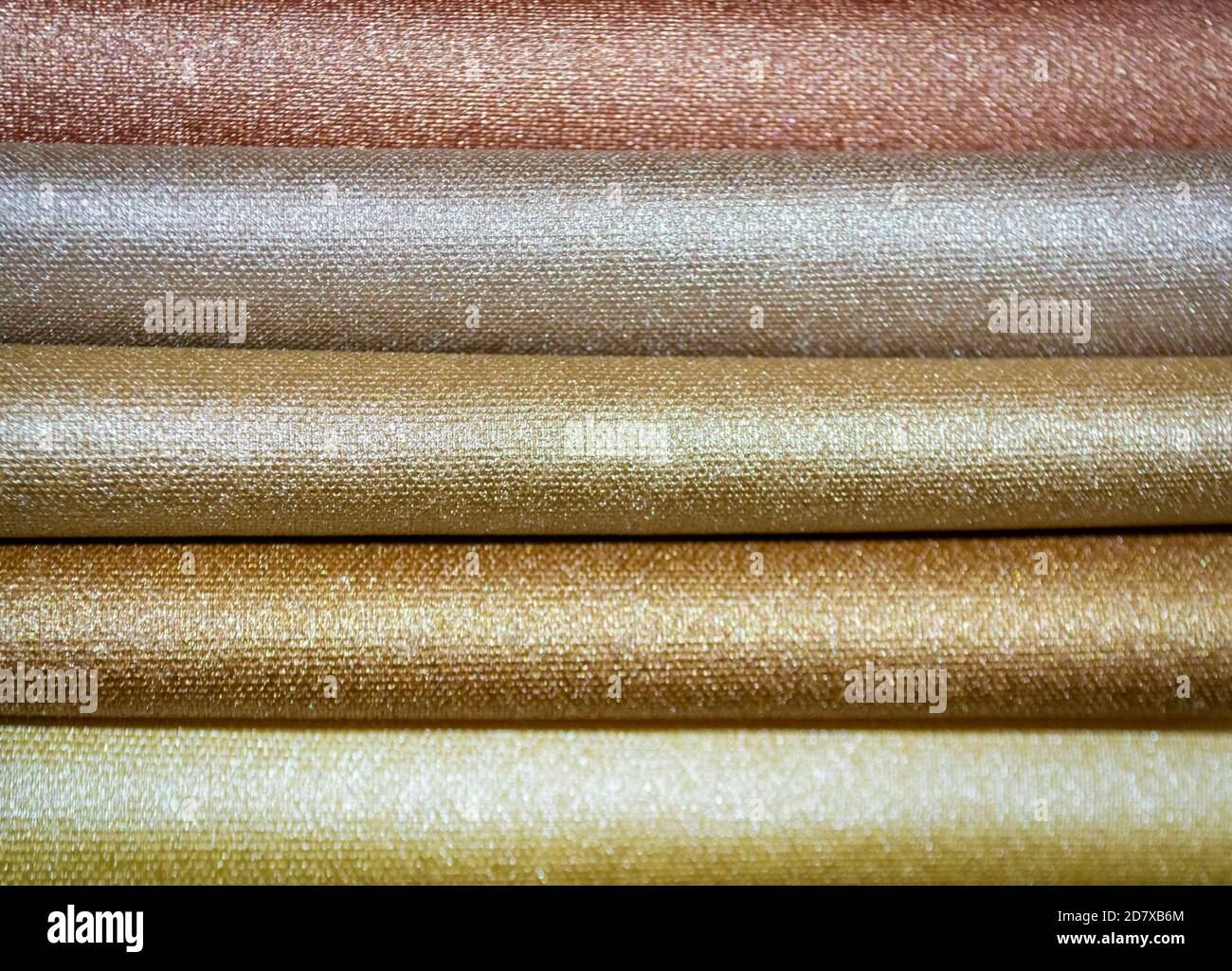 Various natural fabric samples background. Selective focus Stock Photo