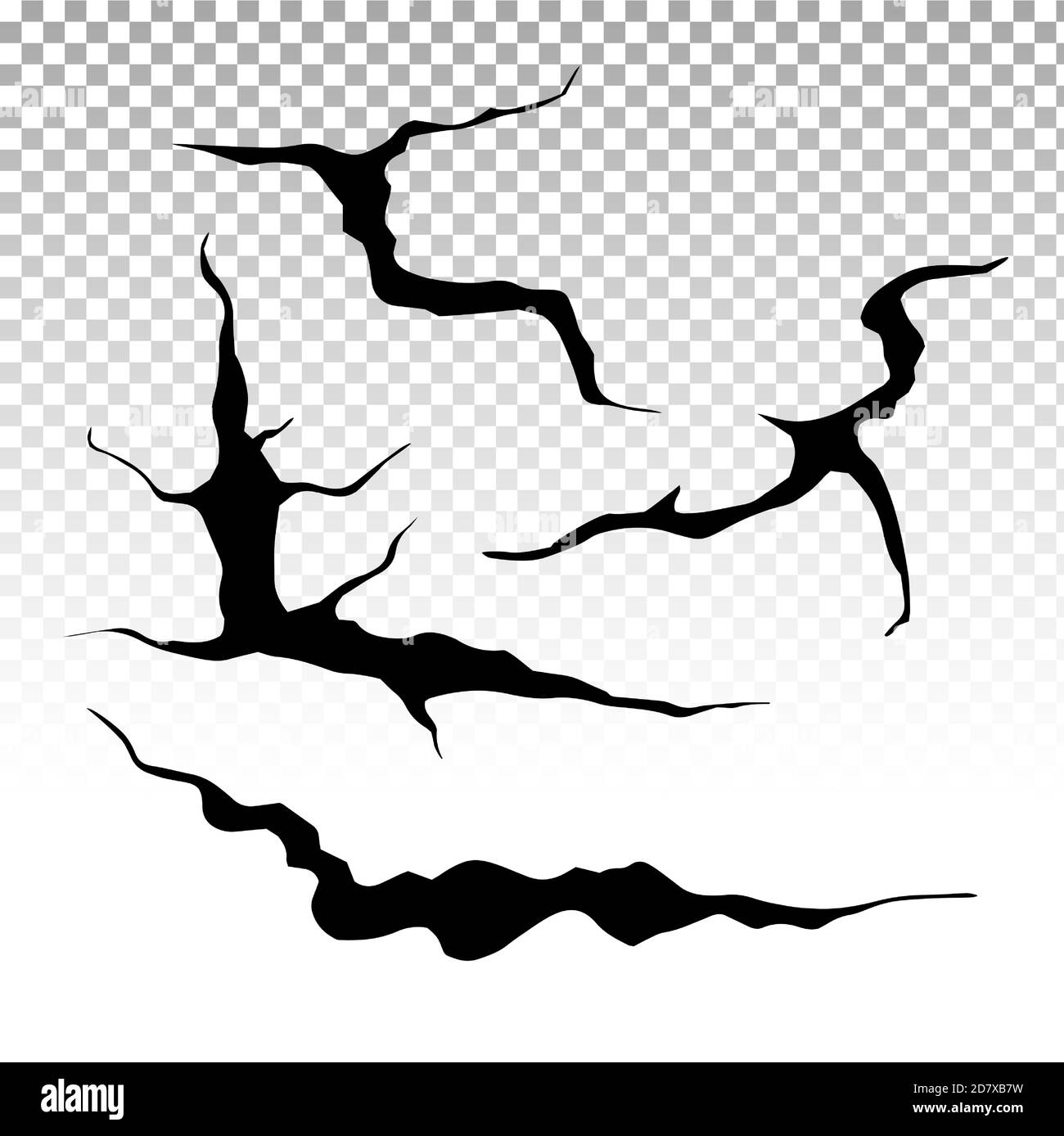 Ground cracks set. Earthquake and ground cracks, hole effect, craquelure and damaged wall