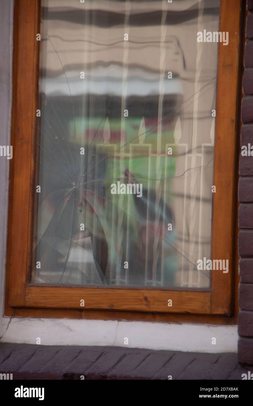 Broken window in the house, closeup photo Stock Photo Alamy