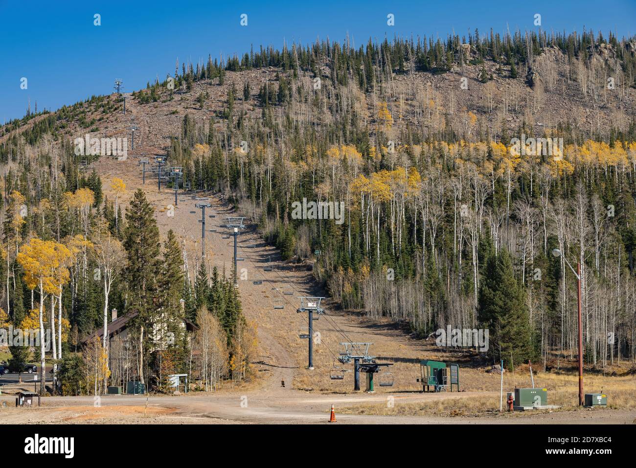 Sunny view of beautiful fall color around Brian Head area at Utah Stock Photo