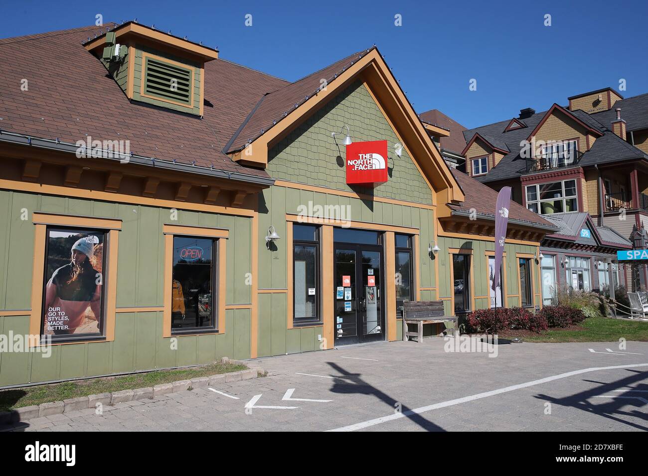 17th of October 2020 - Collinwood Ontario Canada. Blue Mountain Village -  The North Face front entrance. Luke Durda/Alamy Stock Photo - Alamy