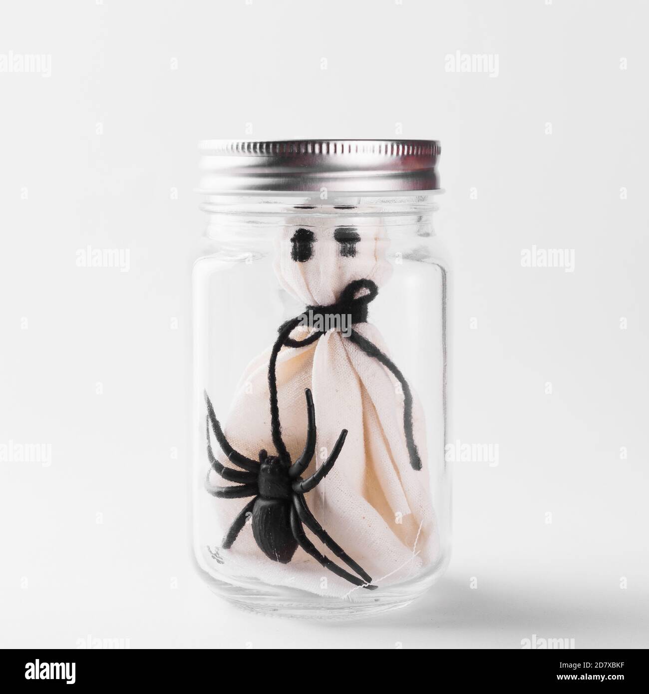 Spider In Jar Funny Halloween day decoration party, The white ghost scary face and ...