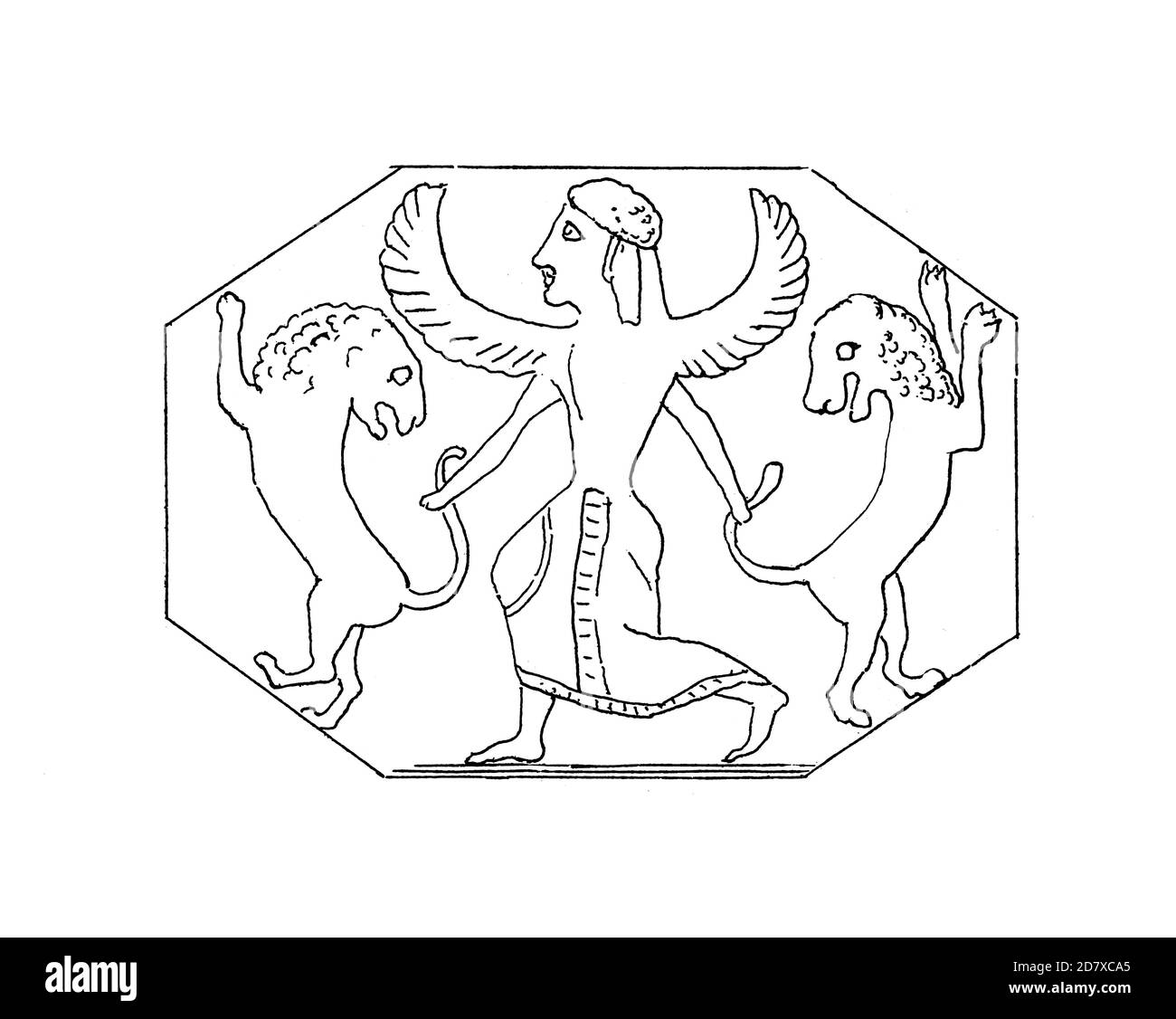 Antique illustration depicting Persian engraving. Published in Systematischer Bilder Atlas - Bauwesen, Ikonographische Encyklopaedie der Wissenschafte Stock Photo