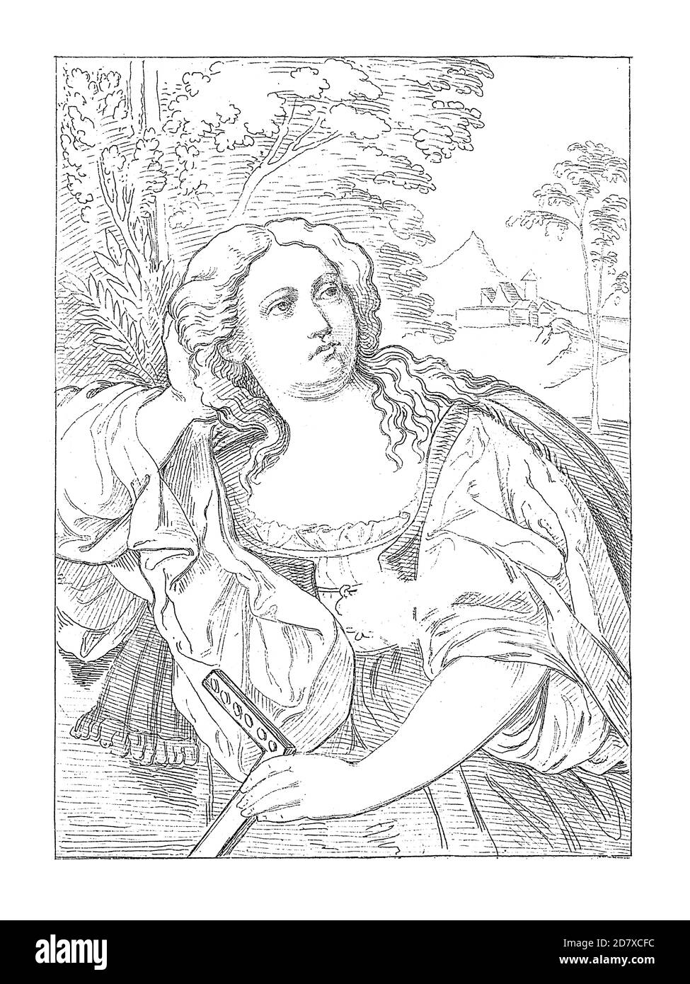 19th-century engraving of painting by Giorgione, Italian painter of the High Renaissance (c. 1477/8 - 1510). Illustration published in Systematischer Stock Photo