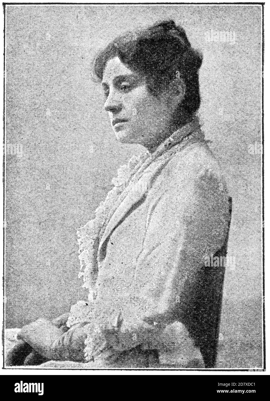 Portrait of Eleonora Duse - an Italian actress. Illustration of the 19th century. White background. Stock Photo