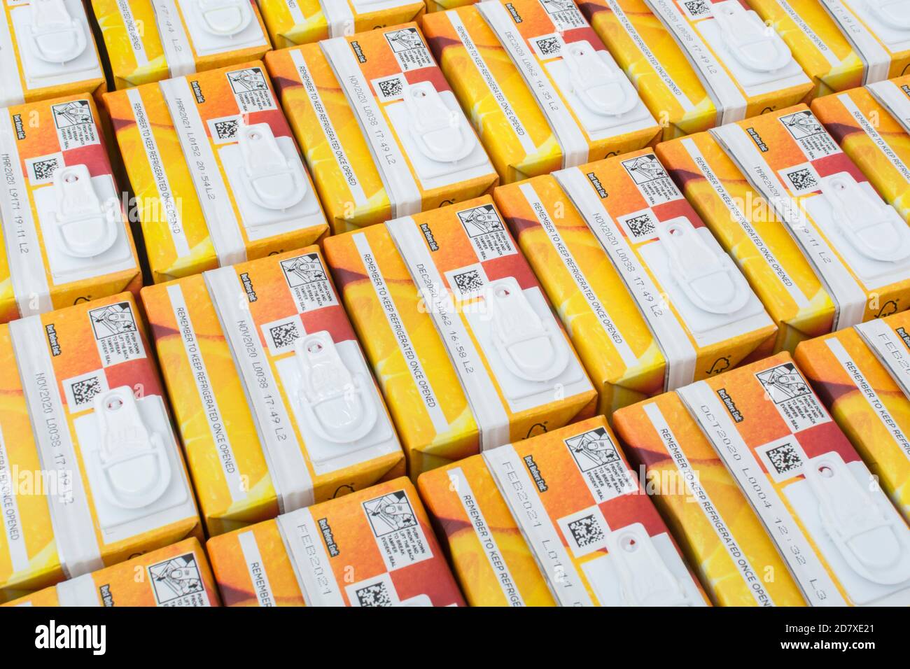 ASDA orange juice cartons & label, showing pack construction details