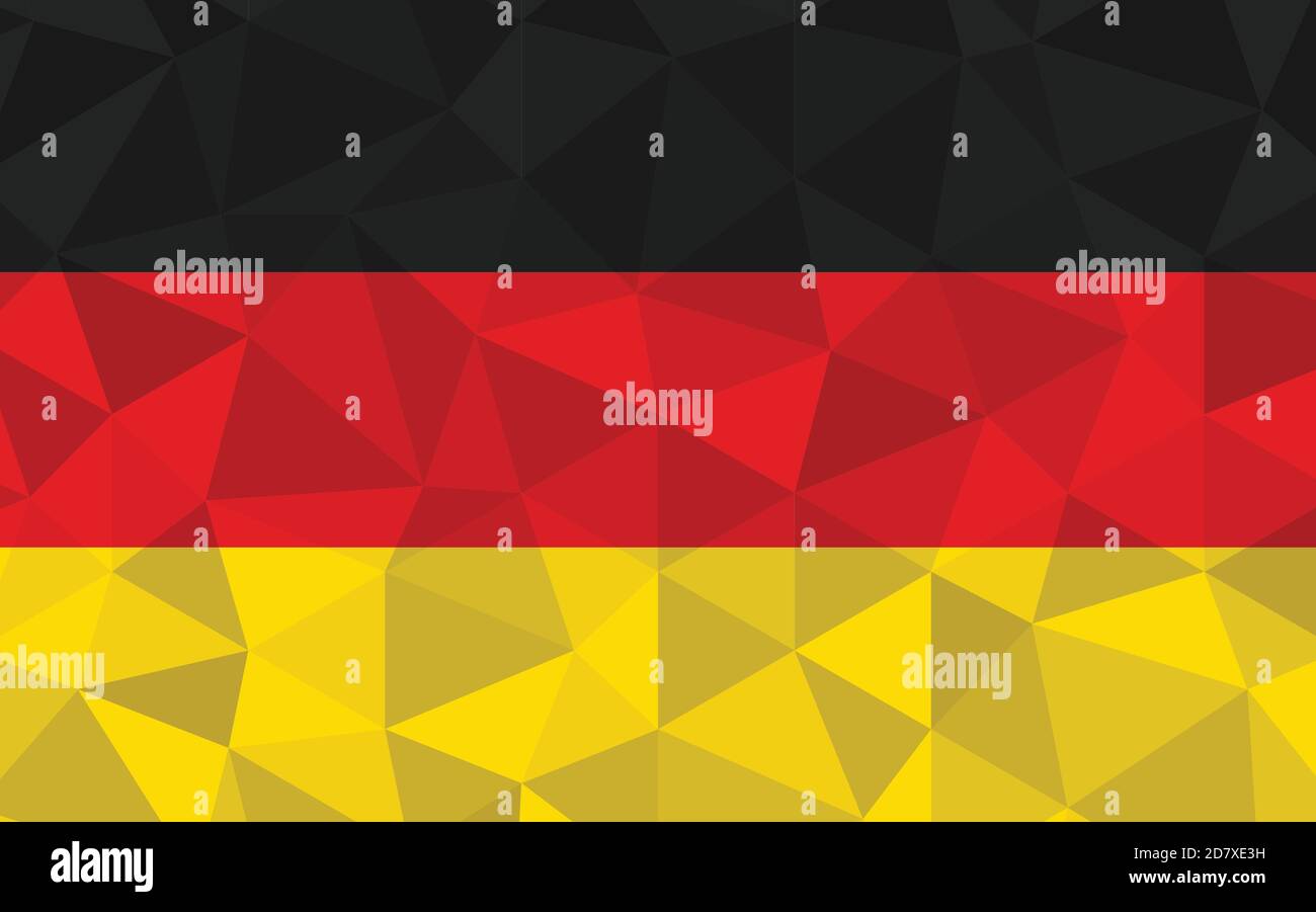 Low poly Germany flag vector illustration. Triangular German flag