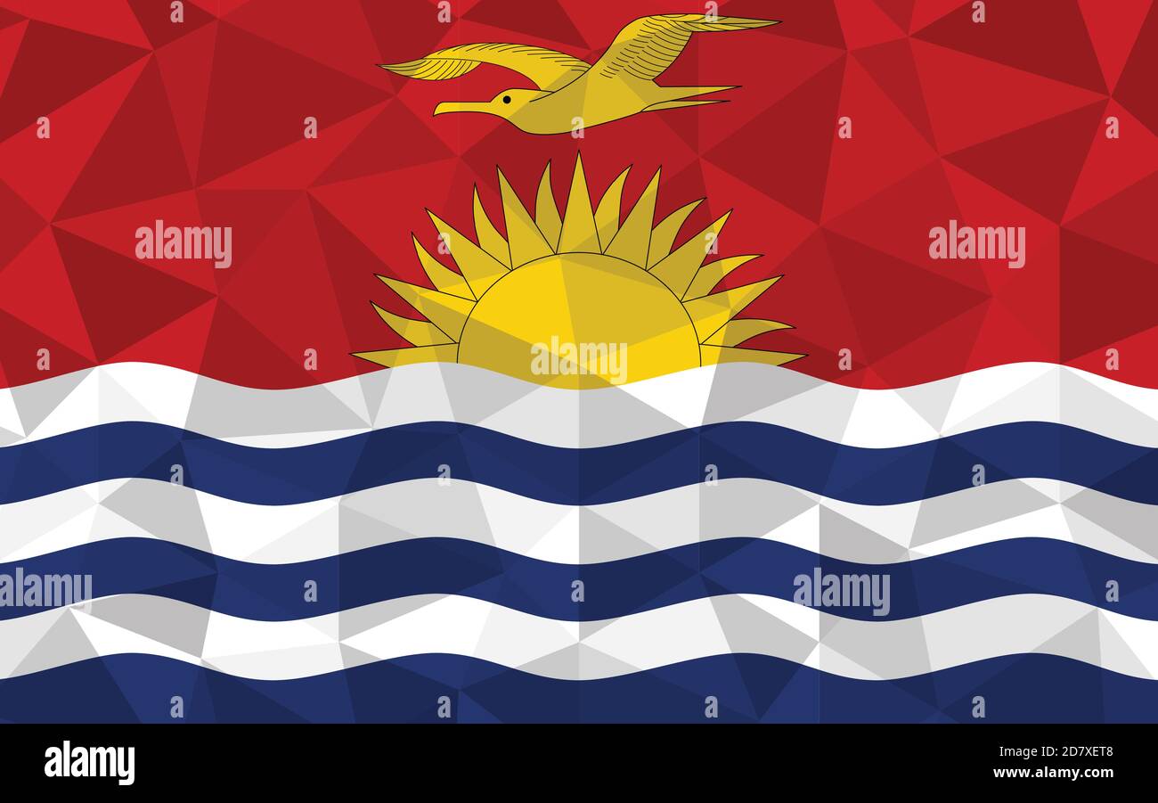 Low poly Kiribati flag vector illustration. Triangular I-Kiribati flag graphic. Kiribati country flag is a symbol of independence. Stock Vector
