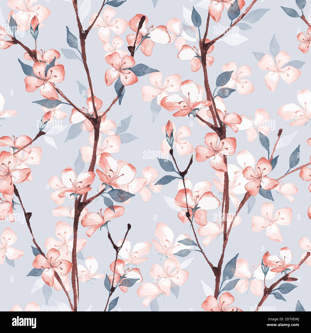 Blossom. Watercolor seamless floral pattern Stock Photo - Alamy