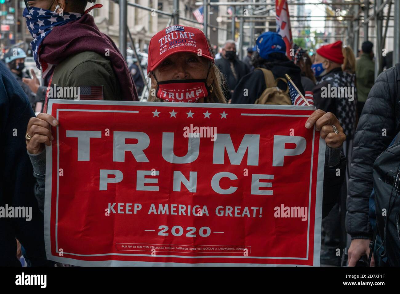 NEW YORK, NY – OCTOBER 25, 2020: Pro-Trump rally and convoy of cars ...