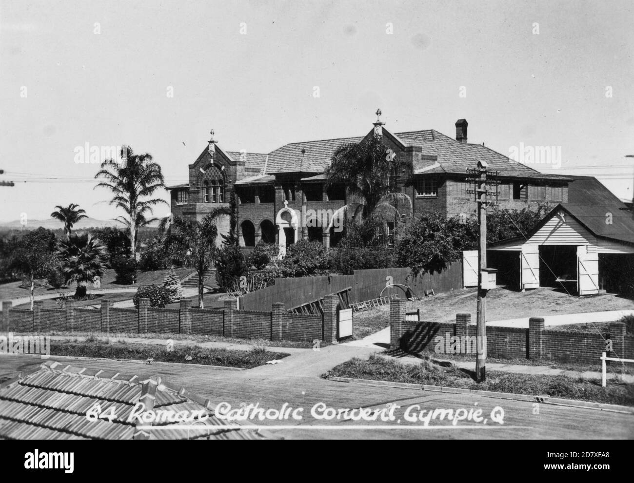 Postcard of the Roman Catholic convent in Gympie, Queensland, Australia, circa 1940s. From the McKechnie family collection. Stock Photo