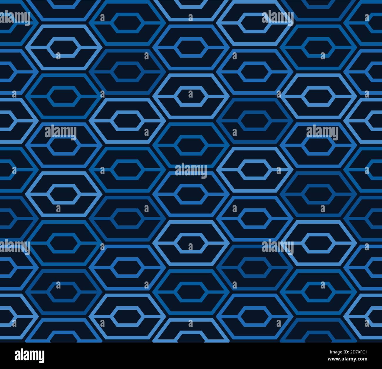 Abstract hexagon seamless pattern. Blue space age background. Vector ...
