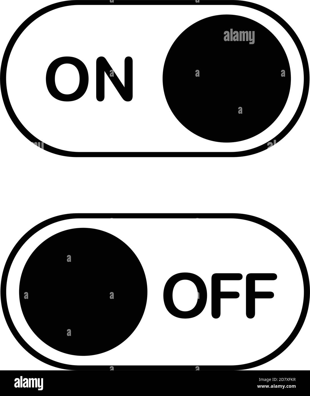 The simple flat icon On and Off Toggle switch button vector format Stock Vector