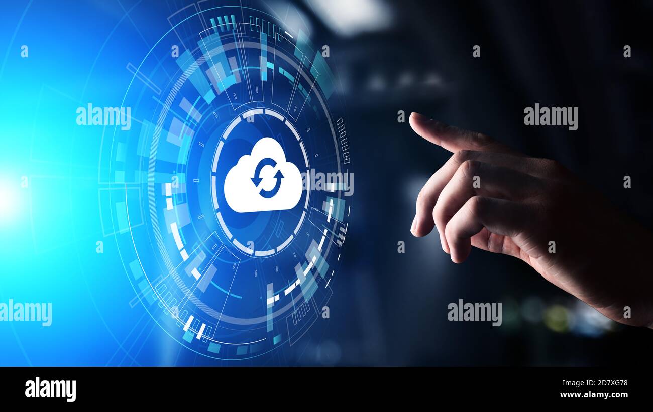 Cloud technology computing and data storage concept on virtual screen ...
