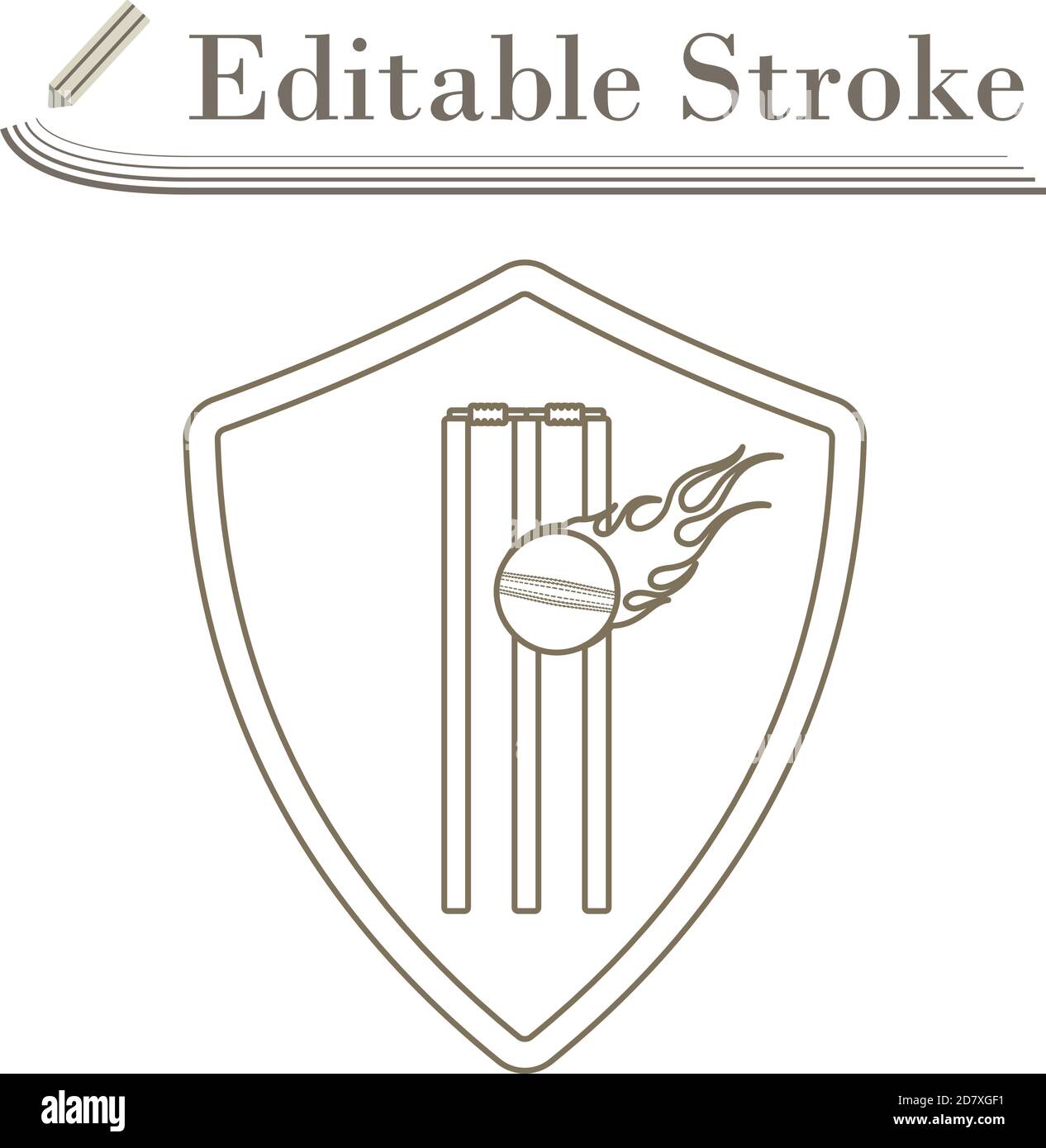 Cricket Shield Emblem Icon. Editable Stroke Simple Design. Vector Illustration Stock Vector