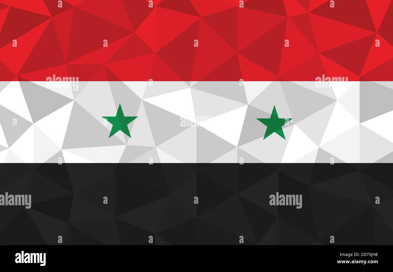 Low poly Syria flag vector illustration. Triangular Syrian flag graphic