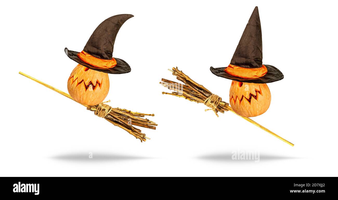 pumpkin fly broom Stock Photo Alamy