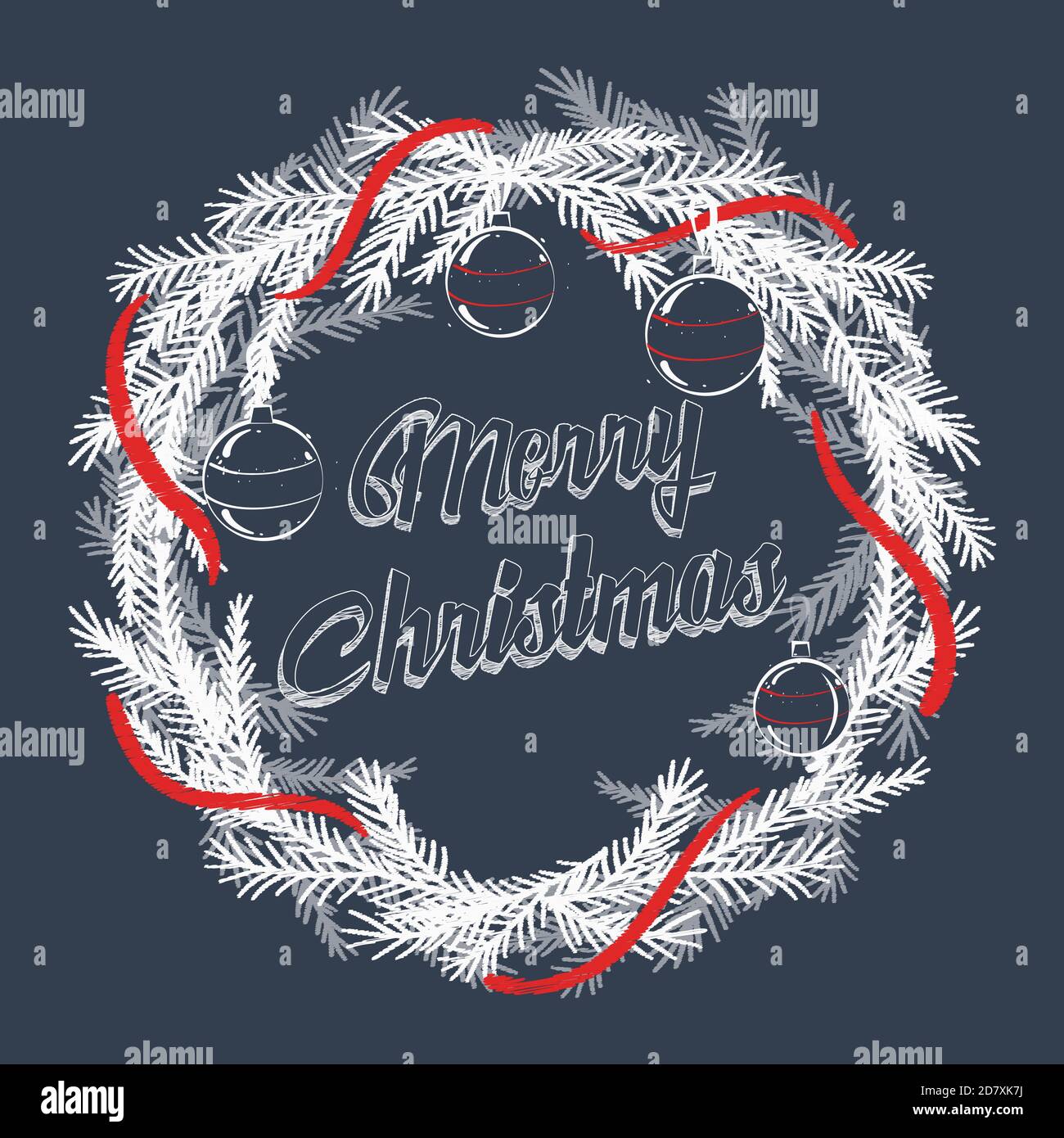 Christmas wreath of fir branches. Wishes for Merry Christmas. Vector ...