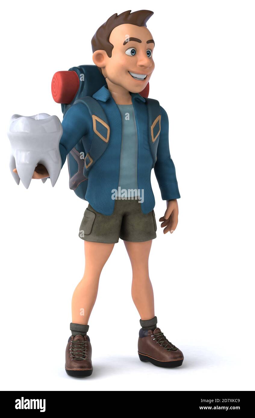 Fun illustration of a 3D cartoon backpacker Stock Photo - Alamy