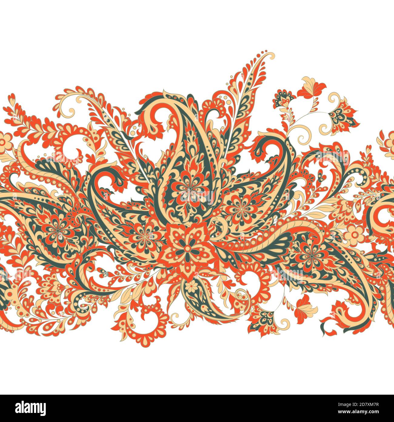 Paisley seamless border pattern. Vector ethnic ornament Stock Vector ...