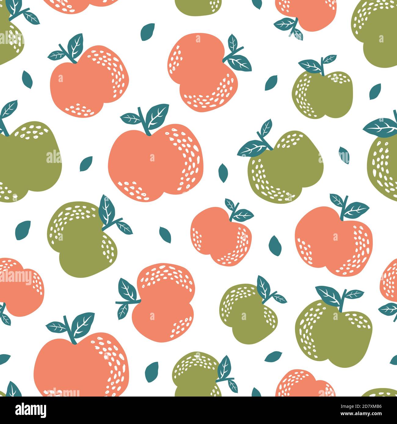 Seamless pattern with cute apple Stock Vector