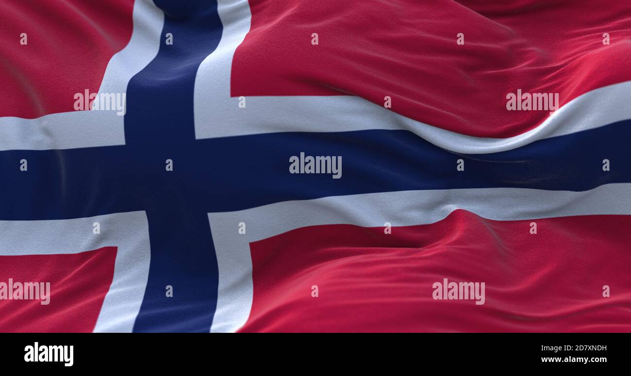Norway flag waving in the wind. 3D rendering Stock Photo - Alamy