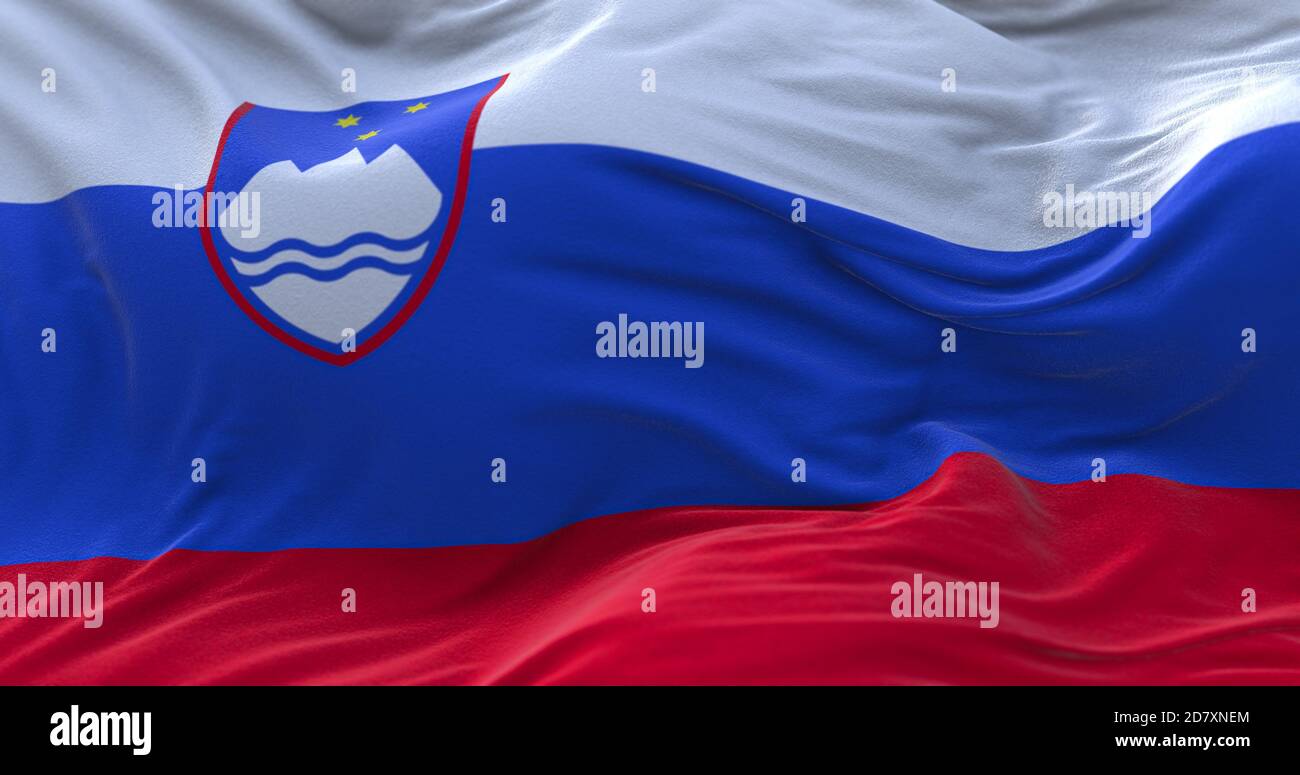 Slovenia flag waving in the wind. 3D rendering Stock Photo - Alamy