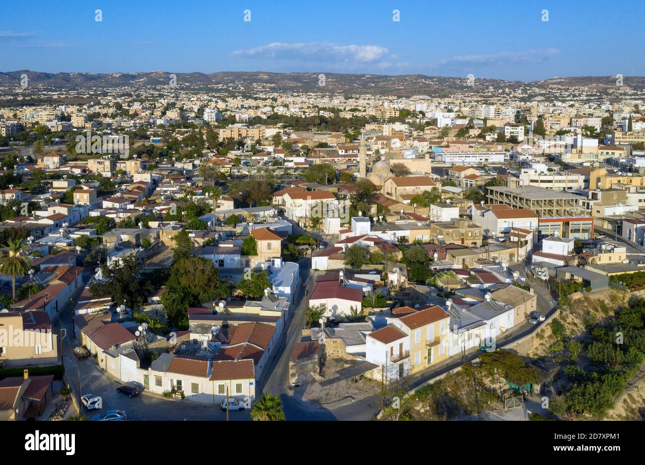 Aerial view of the Mouttalos (Ktima) area of Paphos old town, Paphos, Cyprus. Stock Photo