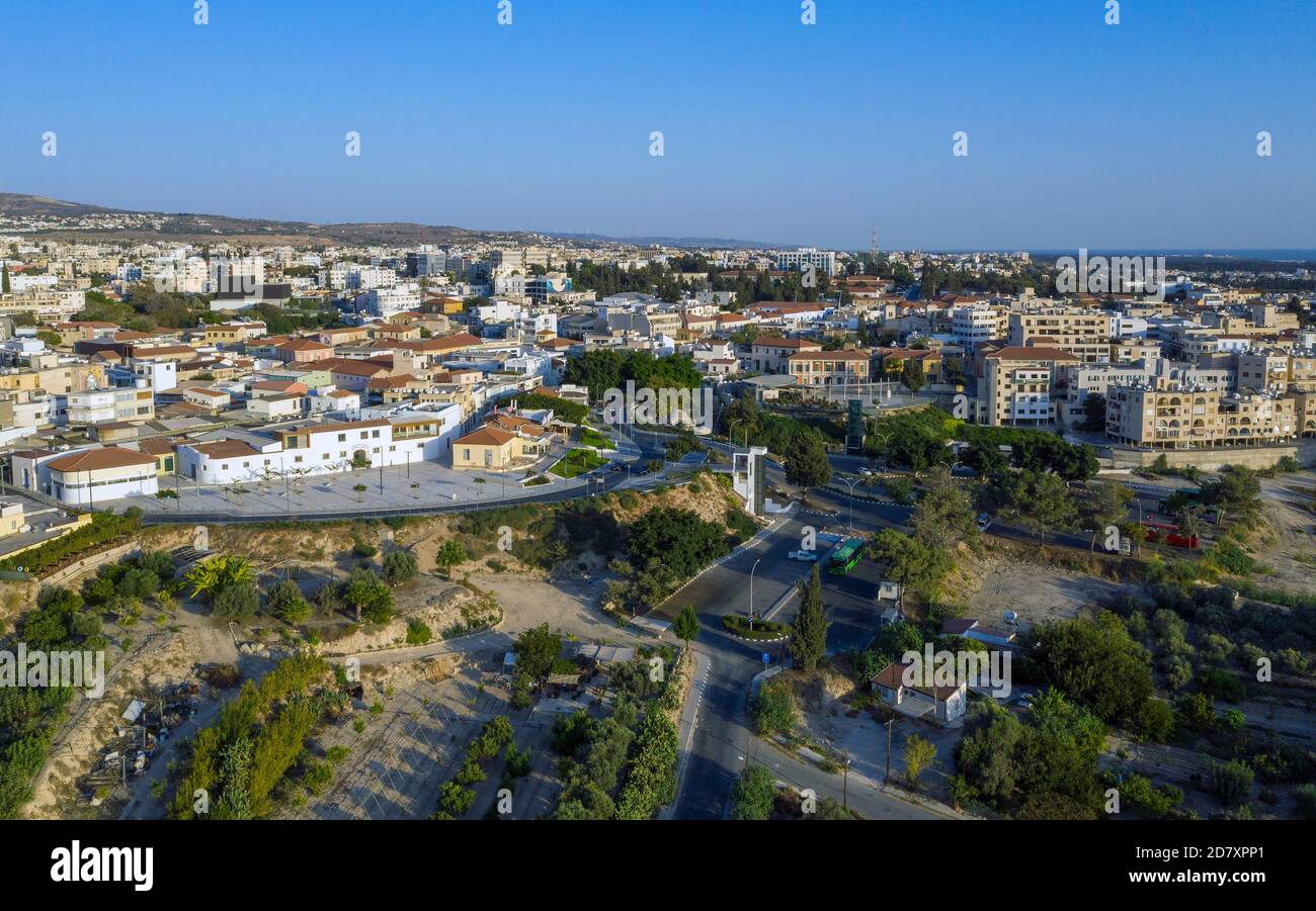 Aerial view of the Mouttalos (Ktima) area of Paphos old town, Paphos, Cyprus. Stock Photo