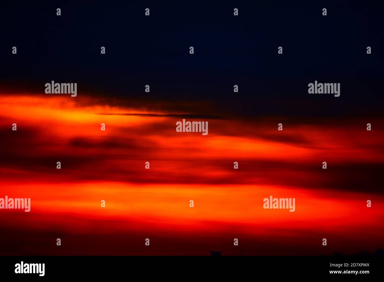 fire-like sunrise in the Eifel Stock Photo