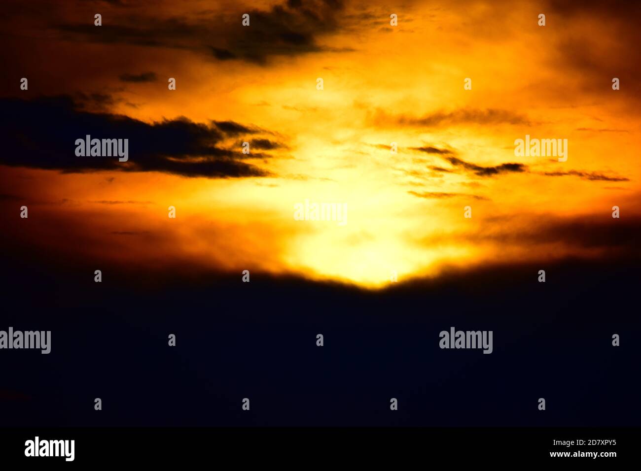 fire-like sunrise in the Eifel Stock Photo