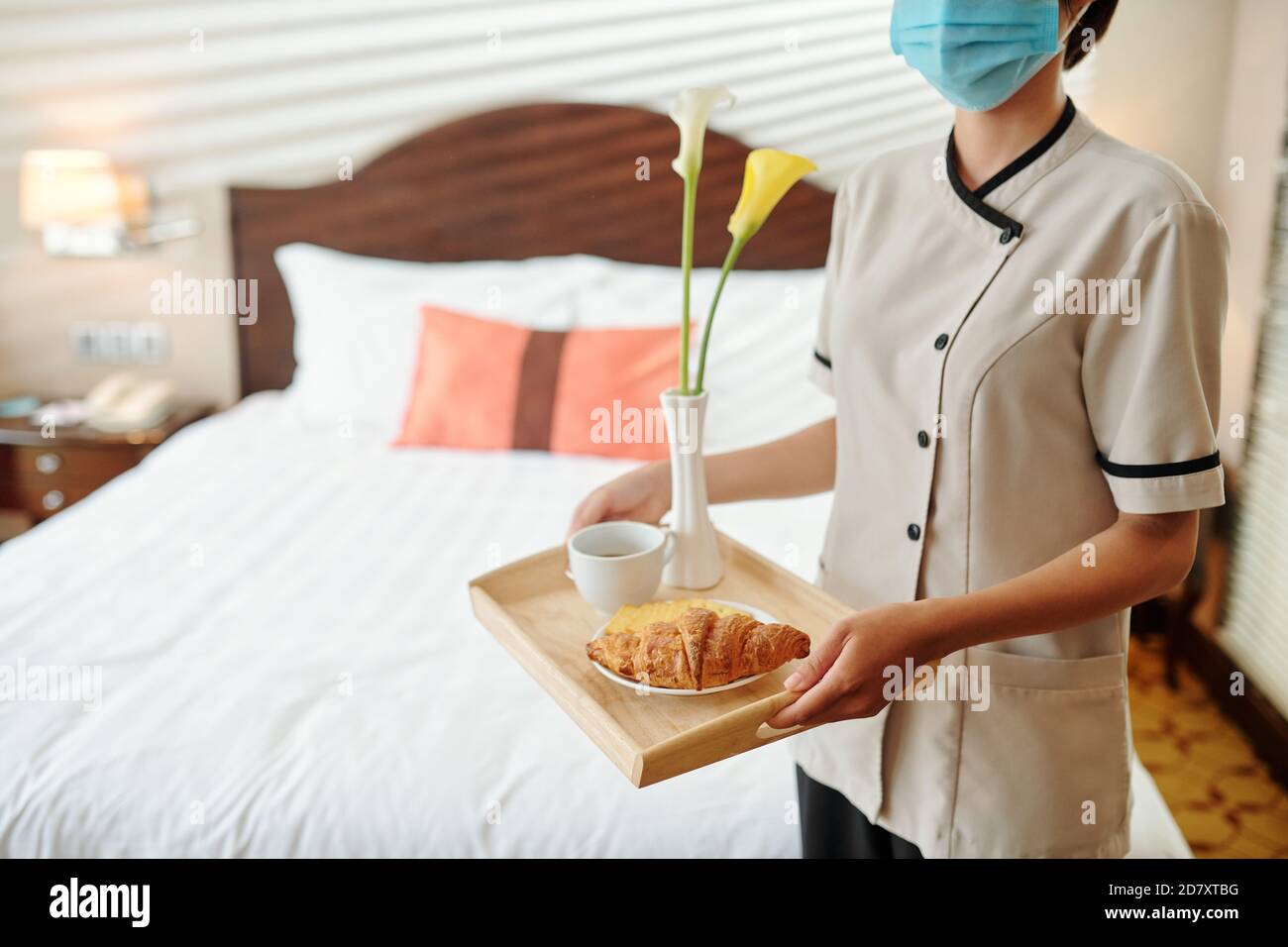 Bringing breakfast in hotel room Stock Photo Alamy