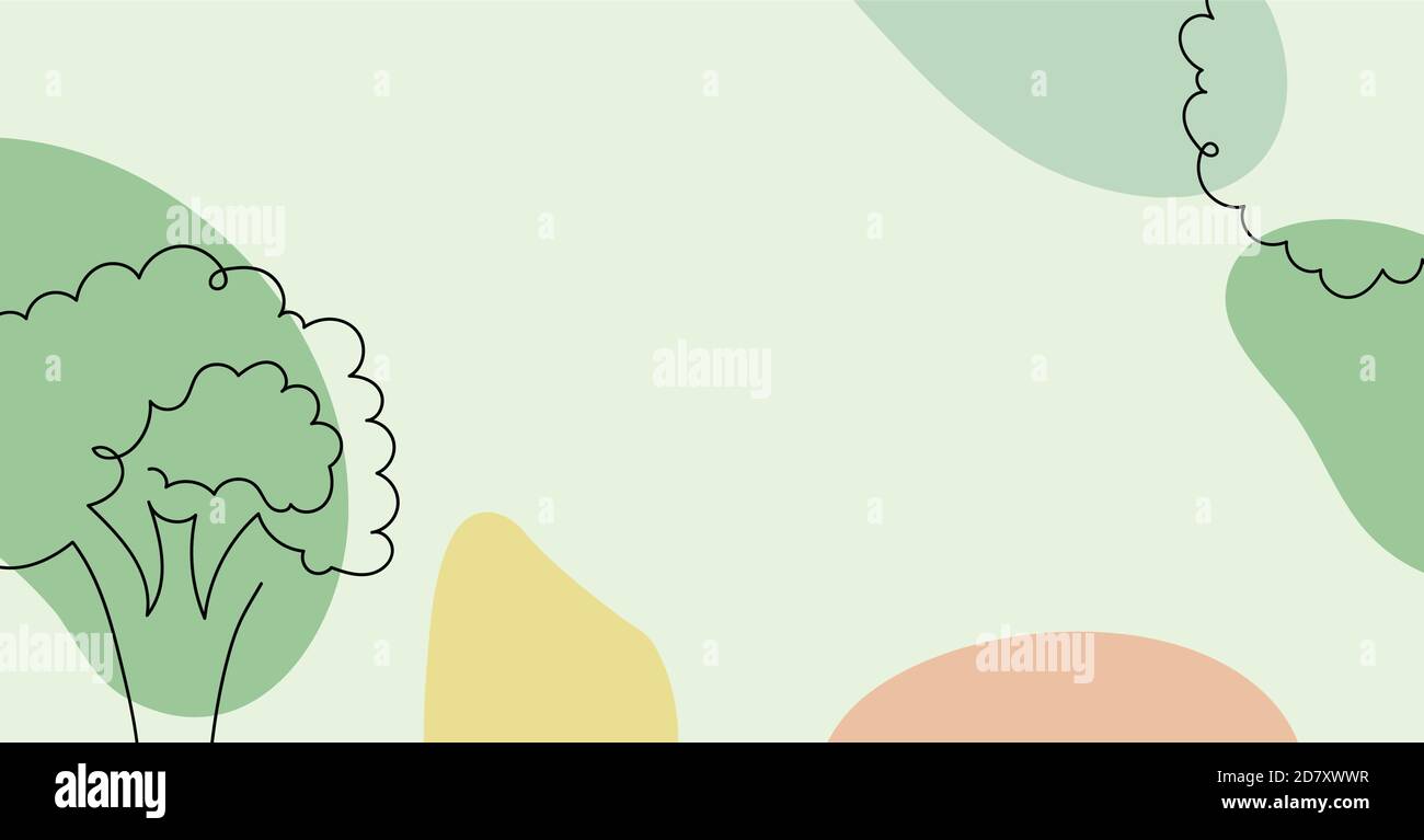 Banner with broccoli in a hand drawn linear style. Stock Vector