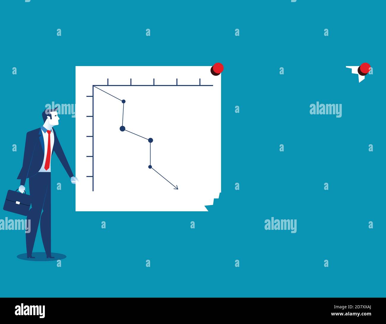Businessman turning graph to change analysis, The direction of the economy. Concept business direction illustration. Vector cartoon character and abst Stock Vector