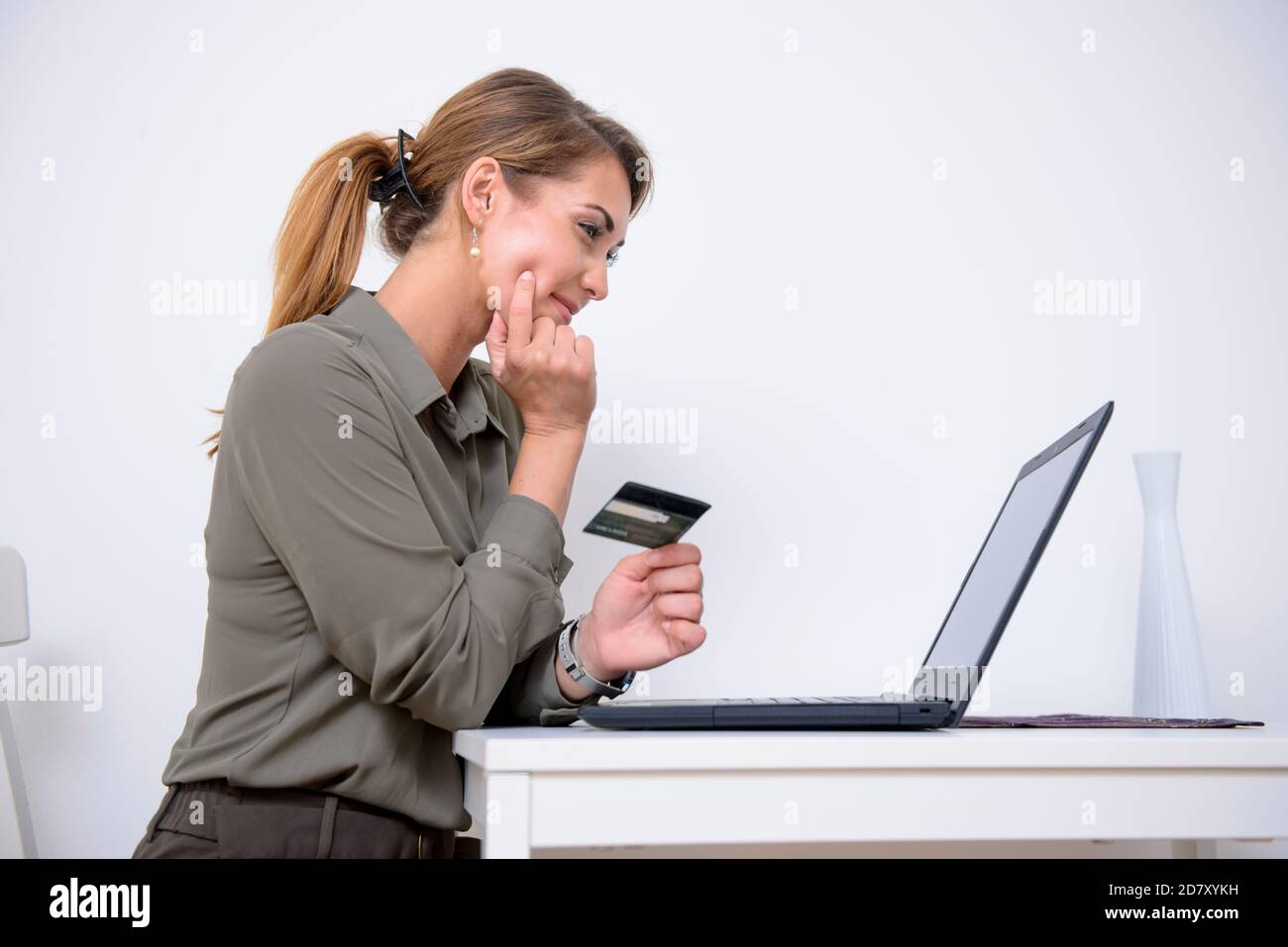 Female buying from the Stock Photo Alamy
