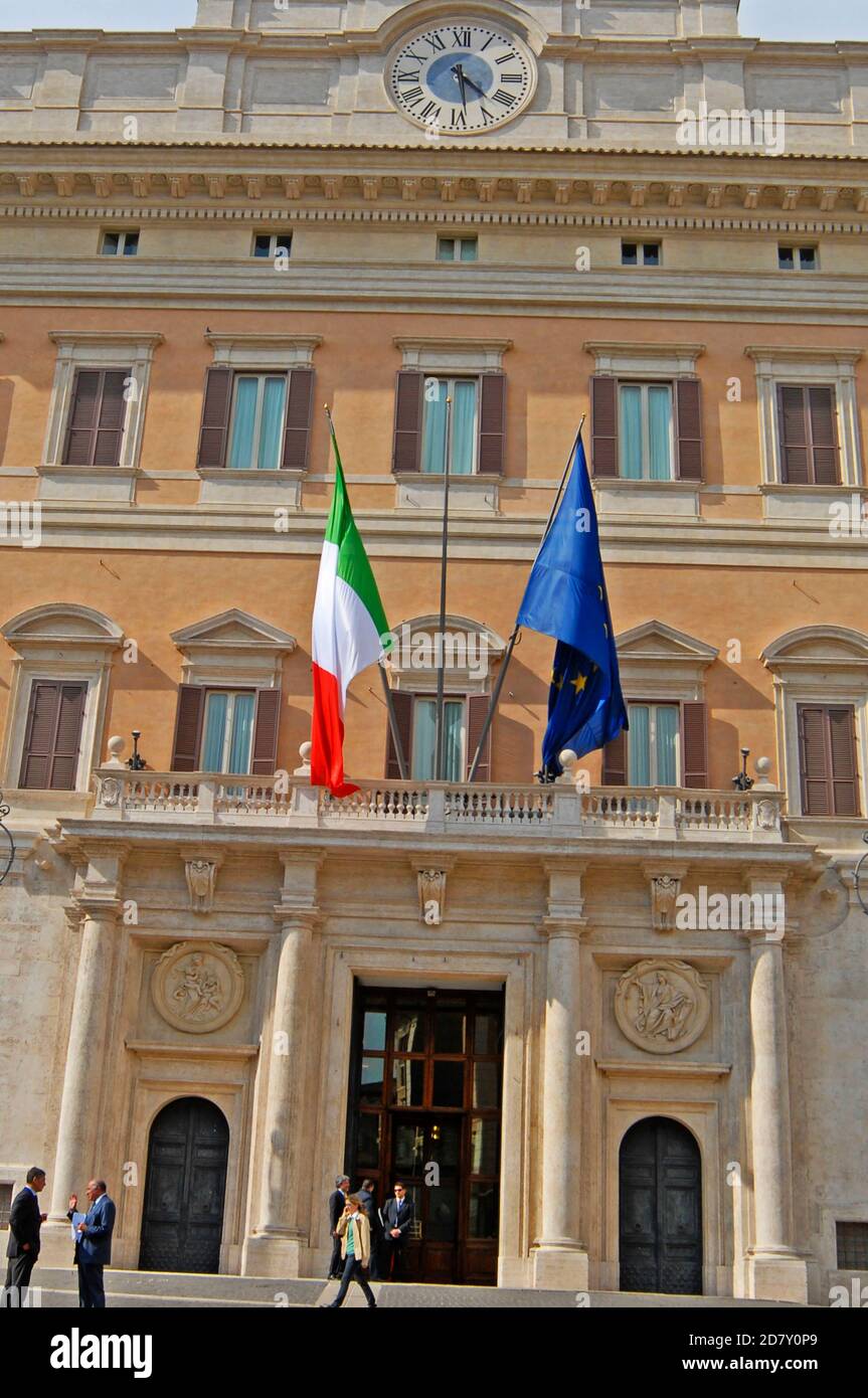 Parliament building, Palazzo di Montecitorio,  seat of the Italian Chamber of Deputies, Roma, Italy Stock Photo