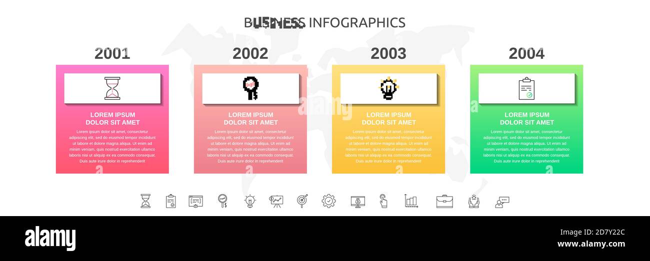 Vector Infographic rectangles with 4 steps. Square template can be used ...