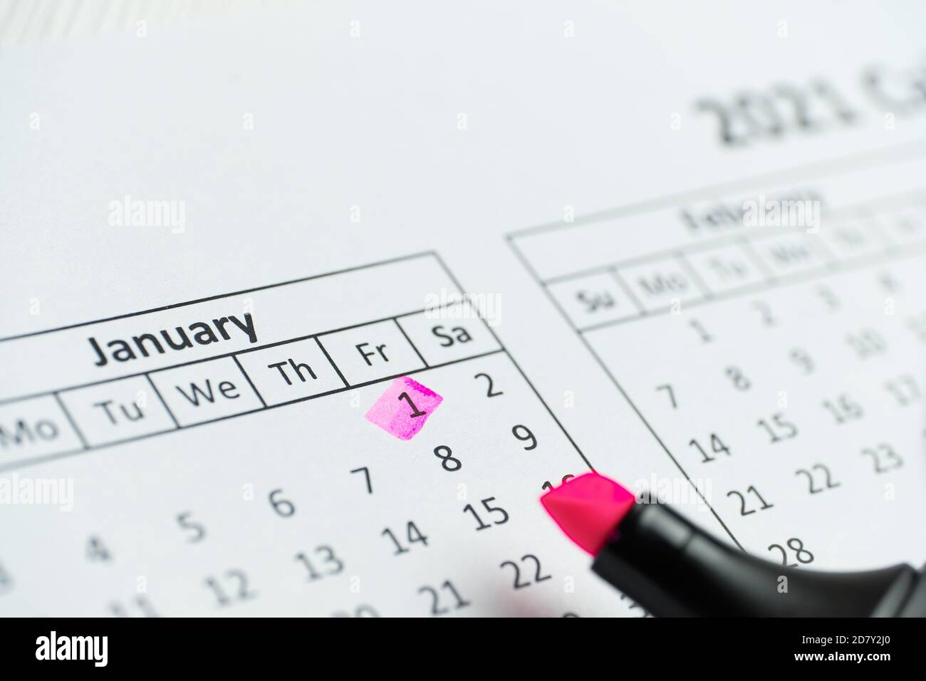 Calendar month January on office paper with color marker Stock Photo ...