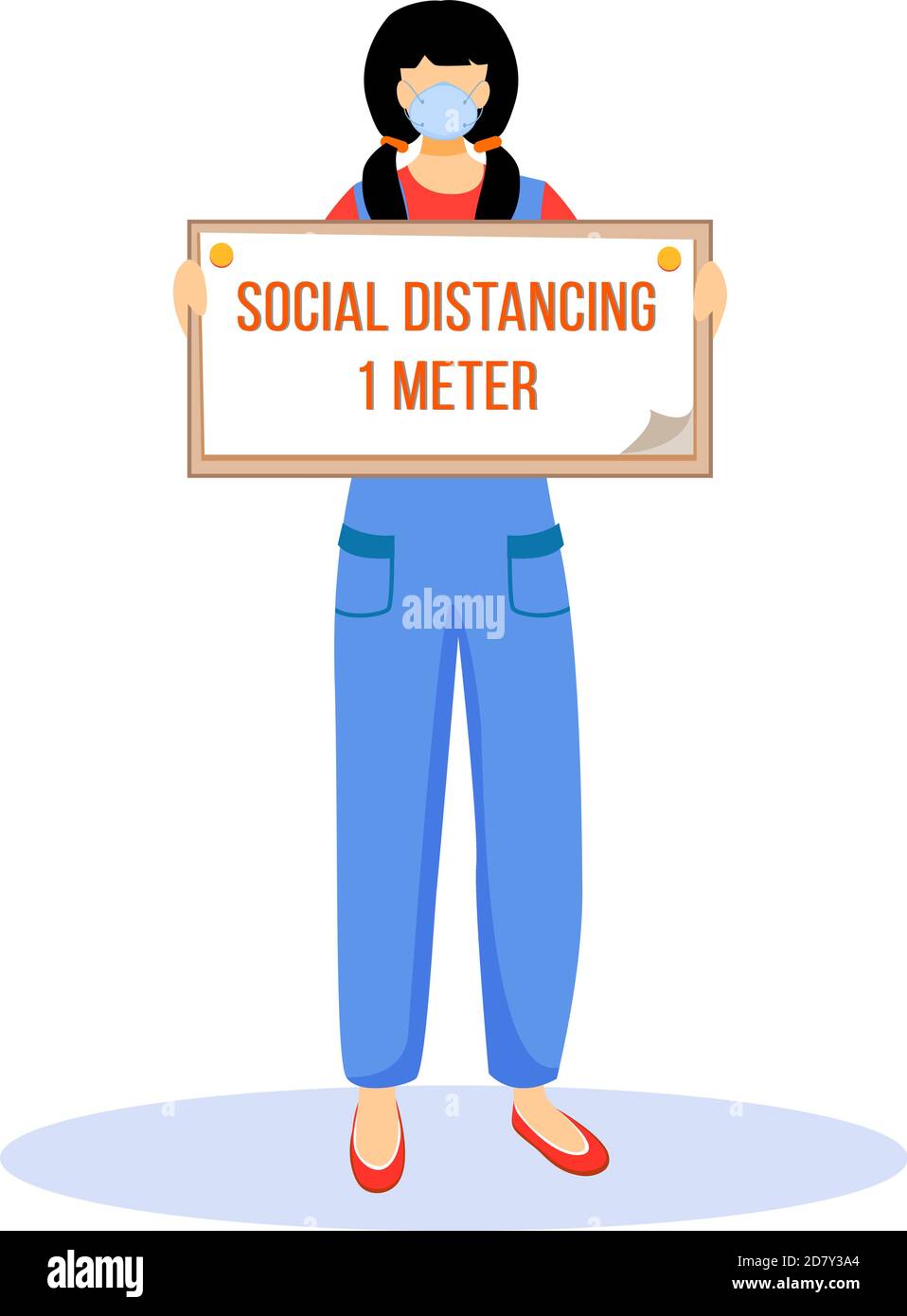 Social distancing 1 metre flat color vector faceless character Stock ...