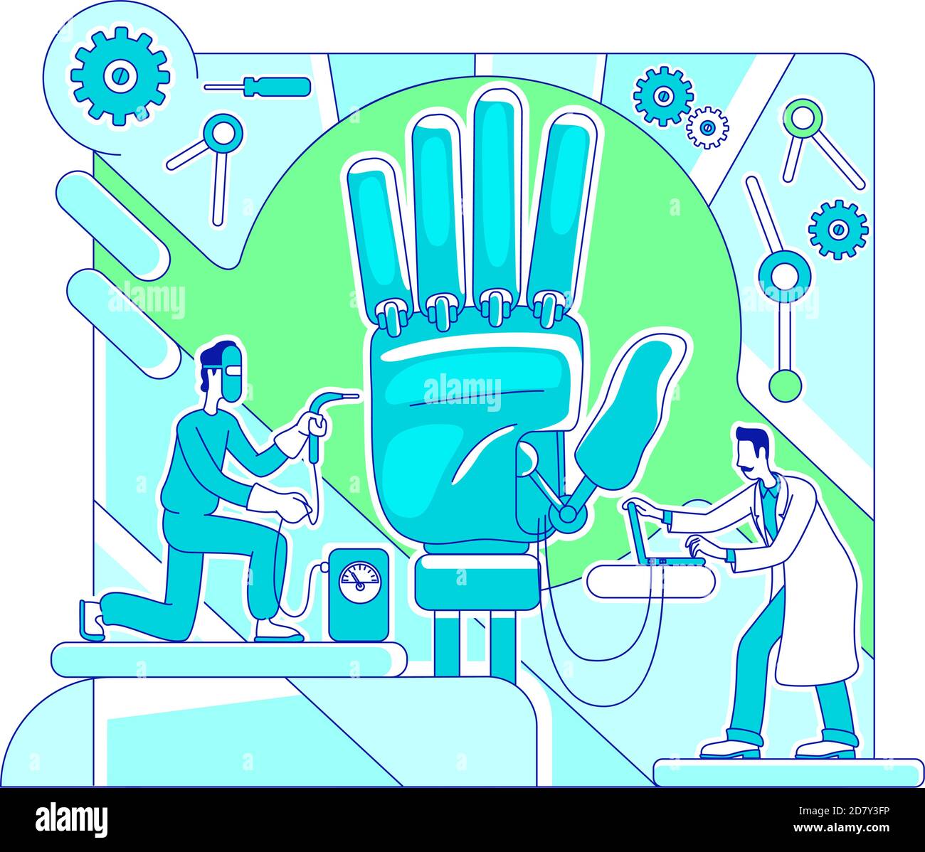 Prosthetics science thin line concept vector illustration Stock Vector