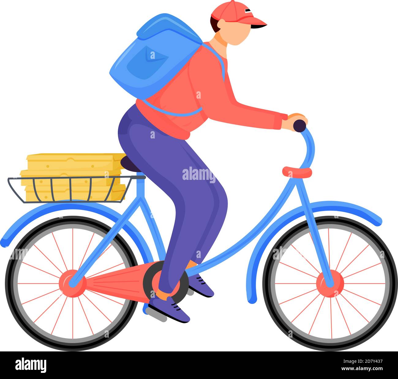 Food Rider Man Food rider, pizza deliveryman flat color vector faceless character ...
