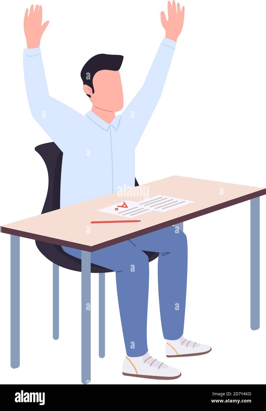 Smart college student in panic flat color vector faceless character ...