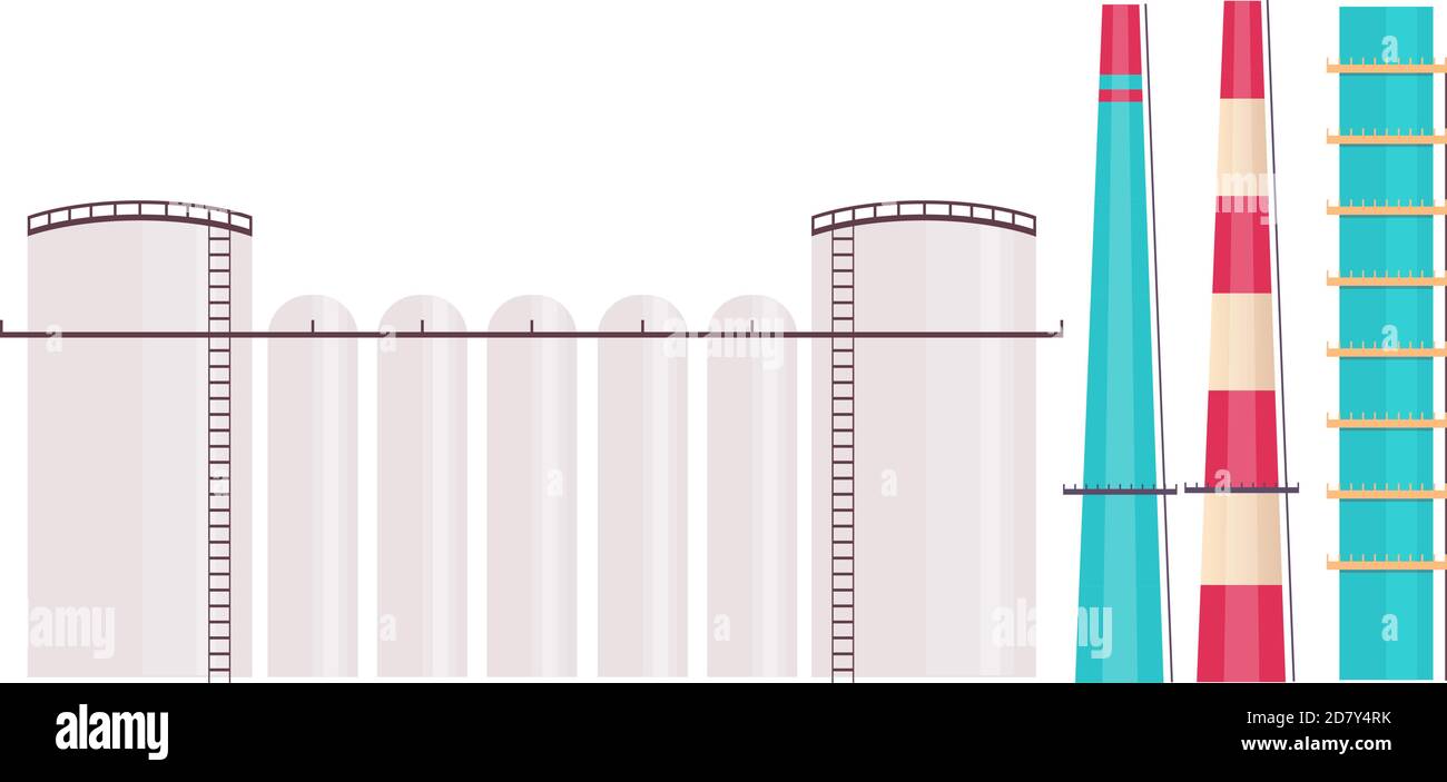 Power plant equipment flat color vector objects set Stock Vector